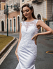 Robe de mariée Jewel Cold Col Sirène Trompette Taille Naturel Taille de lacets Train De La Cour de mariée