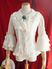 Robe de mariée Lolita Blouses Lolita Haut Lolita Volants Arcs Manches 3/4 Blouse Rayures Chemise Lolita Blanche Ecru