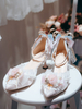 Robe de mariée Lolita Chaussures Lolita Fleurs roses Volants en dentelle Bout pointu Escarpins Lolita en satin