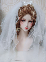 Robe de mariée Lolita Coiffe Lolita Blanc Poly Coton Mélange Perles Noeuds Voile Lolita Accessoires pour cheveux Déguisements Halloween