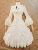 Robe de mariée Lolita Lolita SK Ecru White Lace Bows Jupes Lolita