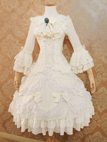Robe de mariée Lolita Lolita SK Ecru White Lace Bows Jupes Lolita