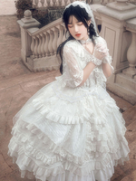 Robe De Mariée Lolita Robe Lolita JSK En Dentelle Volants Sans Manches Blanc Doux Lolita Pull Jupes