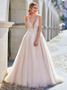 Robe de mariée longueur au sol une ligne sans manches en dentelle col en V robes de mariée