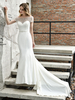 Robe de mariée manches courtes Illusion Cou Robes de mariée sirène perlée