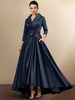 Robe de mariée mère 2025 manches 3/4 A-ligne ceinture robes dinvité de mariage personnalisation gratuite
