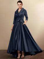 Robe de mariée mère 2025 manches 3/4 A-ligne ceinture robes dinvité de mariage personnalisation gratuite