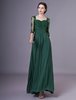 Robe de mariée mère décolleté en mousseline de soie avec empiècement en dentelle vert foncé