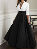 Robe de mariée mère noire col en V demi-manches A-ligne robes dinvité en tissu satiné pour mariage