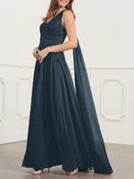Robe de mariée mère sarcelle col en V sans manches une ligne robes dinvité en dentelle pour mariage
