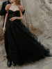 Robe de mariée noir robe de mariage gothique bustier à traîne en tulle