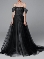 Robe de mariée noir robe de mariage gothique col en coeur hors de l\