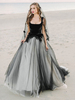 Robe de mariée noir robe de soirée de mariage dos nu à traîne