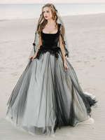 Robe de mariée noir robe de soirée de mariage dos nu à traîne
