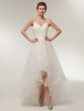 Robe de mariée plage 2021 asymétrique multicouche à fines bretelles sans manches et taille naturelle lacets en tulle avec soutien-gorge