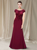 Robe de mariée pour mère col à bijoux manches courtes gaine appliquée robes dinvitées de mariage