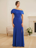Robe de mariée pour mère asymétrique épaule dénudée manches courtes sirène volants robes dinvitées de mariage