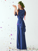 Robe de mariée pour mère col bijou demi-manches combinaison à volants robes dinvitées de mariage