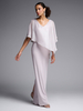 Robe de mariée pour mère col bijou demi-manches ligne a fendue sur le devant longueur au sol robes dinvitées de mariage