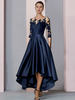 Robe de mariée pour mère col bijou manches 3/4 ligne a dentelle longueur thé robes dinvitées pour mariage