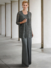 Robe de mariée pour mère col bijou manches 3/4 robes dinvitées trapèze pour mariage