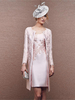 Robe de mariée pour mère col bijou manches longues ligne a dentelle robes courtes dinvitées de mariage