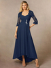 Robe de mariée pour mère col en cœur manches 3/4 ligne a robes dinvitées en dentelle pour mariage