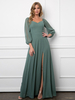 Robe de mariée pour mère col en cœur manches longues ligne a robes dinvitées pour mariage