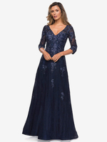Robe de mariée pour mère col en v demi-manches ligne a robes dinvitées en dentelle pour mariage