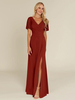 Robe de mariée pour mère col en v manches courtes gaine robes dinvitées perlées pour mariage