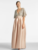 Robe de mariée pour mère col en V manches courtes ligne a ceinture longueur au sol robes dinvitées de mariage