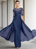 Robe de mariée pour mère de la mariée col à bijoux demi-manches gaine en dentelle longueur au sol robes dinvitées de mariage personnalisation gratuite