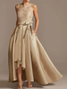 Robe de mariée pour mère de la mariée col bijou sans manches ligne a en dentelle longueur thé robes dinvitées de mariage personnalisation gratuite
