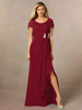 Robe de mariée pour mère de la mariée col en V manches courtes ligne a plissée longueur au sol robes dinvitées de mariage