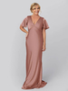 Robe de mariée pour mère de la mariée col en V manches courtes robe de bal volants robes dinvitées de mariage
