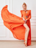 Robe de mariée pour mère de la mariée col en V manches longues robe de bal plissée avec traîne robes dinvitées de mariage