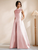 Robe de mariée pour mère de la mariée col en V sans manches coupe trapèze longueur au sol robes dinvitées pour mariage