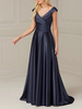 Robe de mariée pour mère de la mariée col en V sans manches ligne a plissée longueur au sol robes dinvitées de mariage