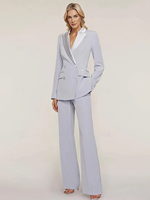 Robe de mariée pour mère de la mariée décolleté conçu manches longues boutons en deux pièces longueur au sol robes dinvité pour mariage