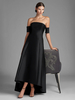 Robe de mariée pour mère de la mariée décolleté manches courtes ligne A plissée longueur au sol robes dinvitées pour mariage