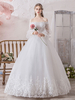 Robe de mariée princesse 2021 silhouette de robe de bal hors de lépaule manches longues taille naturelle parole longueur robes de mariée