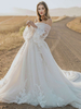 Robe de mariée princesse 2025 A-ligne avec train chérie cou sans manches dentelle robes de mariée personnalisation gratuite