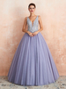 Robe de mariée Princesse A Ligne Longueur Au Sol V Cou Sans Manches Taille Surélevée Dentelle Tulle Robes De Mariée