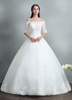 Robe de mariée princesse blanc en dentelle perles Maxi hors de l’épaule étage longueur