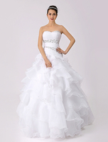 Robe de mariée princesse bustier robe de mariée blanche en organza paillettes multi couche
