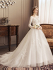 Robe de mariée princesse dentelle manche longue dos nu robe de mariée transparente avec traîne