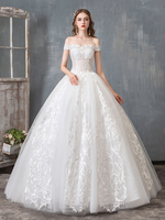 Robe de mariée princesse dentelle épaule dénudée robe de mariée bordée lacet au dos