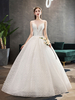 Robe de mariée princesse dentelle robe de mariée V col sexy transparente avec frange perle