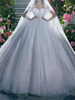 Robe de mariée princesse en dentelle à paillete bustier hors des épaules au sol