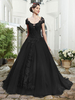 Robe de mariée princesse en dentelle manche courte laçage sur dos à traîne